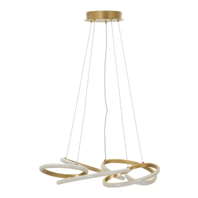 MAURO FERRETTI Lustre LED en m&eacute;tal dor&eacute; &agrave; 3 lumi&egrave;res, &oslash; 55 x 120 cm