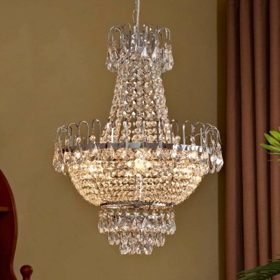 LINDBY Lustre  Casparia, couleur chrome, cristal, E14
