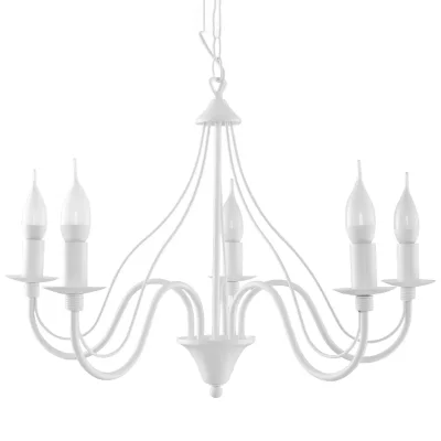 SOLLUX LIGHTING Lustre MINERWA acier blanc 5 ampoules