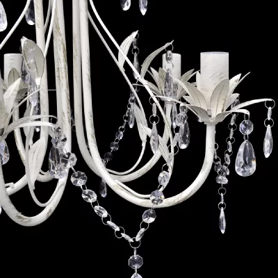 HELLOSHOP26 Lustre plafonnier suspendu lampe antique cristal 42,5 cm blanc