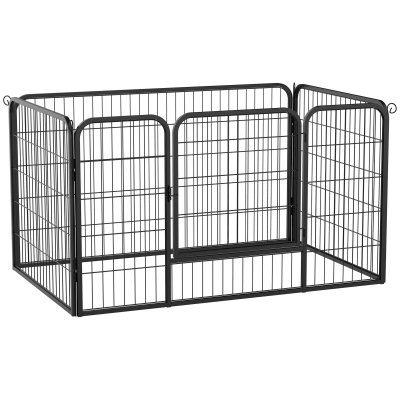 HOMCOM Luxe parc enclos acier 125L x 80l x 70H cm 4 panneaux et 1 porte pour chiens noir