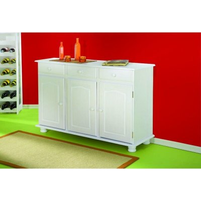M&s - Buffet 3 portes et 3 tiroirs en pin massif blanc - risoul