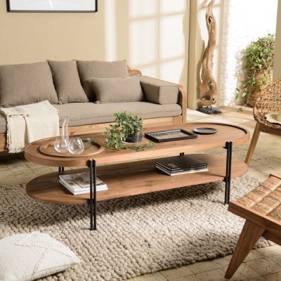 MACABANE ALIDA - Table basse ovale 2 niveaux plateau amovible
