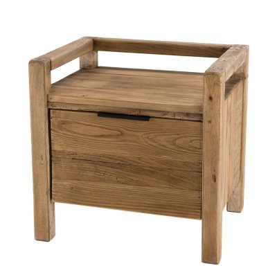 MACABANE ANDRIAN - Chevet marron 1 tiroir bois Pin recycl&eacute;