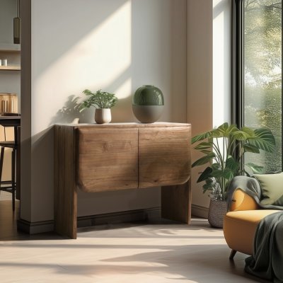 Macabane - Buffet 2 portes en bois de mindi - 100x 47.5 x 80.5cm