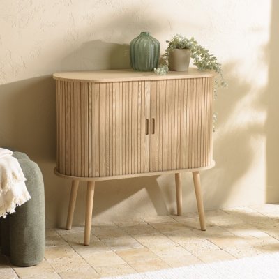 Macabane - Buffet ovale en bois Agathe naturel - 33x80x76cm