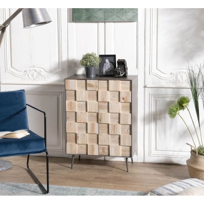 MACABANE CLEMENCE - Buffet 2 portes bois Sapin et pieds m&eacute;tal