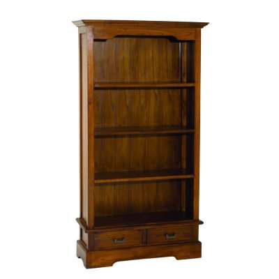 MACABANE EDEN - Biblioth&egrave;que marron 3 &eacute;tag&egrave;res 2 tiroirs bois Mindi