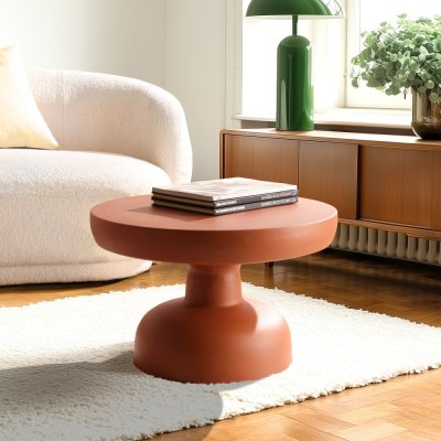 Macabane - Table basse ronde 60cm en fer couleur marron mat