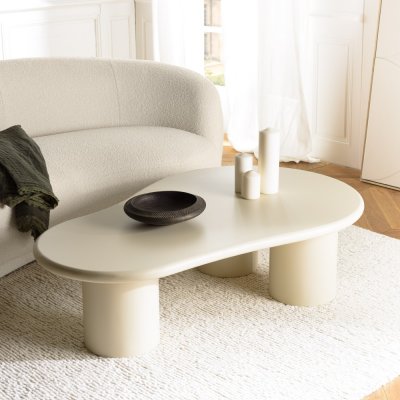MACABANE UGO - Table basse forme organique couleur beige effet b&eacute;ton