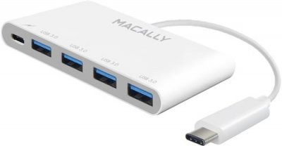 MACALLY  UC3HUB4C - Adaptateur USB-C vers USB-C / 4 x USB-A 