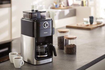 PHILIPS Machine &agrave; caf&eacute; de 1,2L avec broyeur int&eacute;gr&eacute; 1000W gris noir HD7769/00