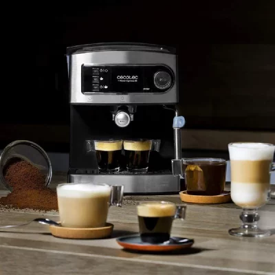 CECOTEC Machine &agrave; caf&eacute; express de 1,5l pour caf&eacute; expresso et cappuccino 850w gris noir