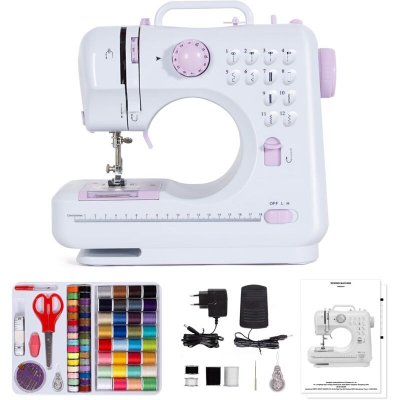 TODECO Machine &agrave; Coudre &Eacute;lectrique - LEOGREEN - D&eacute;butant - 12 Programmes - Kit Couture - P&eacute;dales Violet
