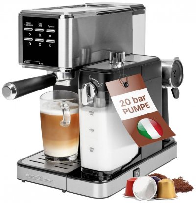 PROFICOOK Machine &agrave; espresso -  - 2en1 - 20 bars - R&eacute;servoir &agrave; lait 06L - Compatible Nespresso