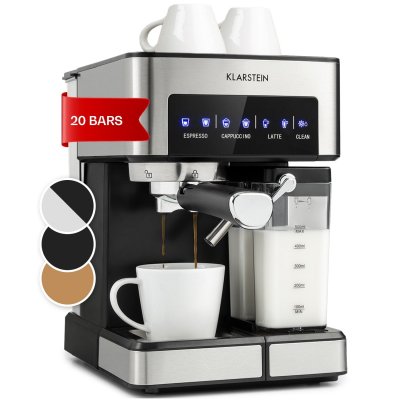 KLARSTEIN Machine &agrave; expresso - Arabica Comfort - 1350W - 20 Bar - 1,8 L Panneau de contr&ocirc;le tactile