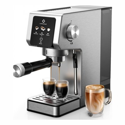 LINKCHEF Machine &agrave; expresso  CME1020-EU 20 bars avec mousseur &agrave; lait Inox Argent