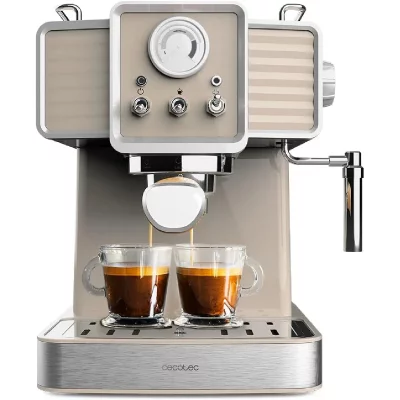 CECOTEC Machine &agrave; Expresso R&eacute;tro 1,5 L Beige 20 Bars