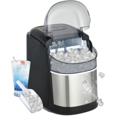 HOMCOM Machine &agrave; gla&ccedil;ons 1,7 L - r&eacute;servoir glace 0,9 Kg - pelle, panier - gris noir