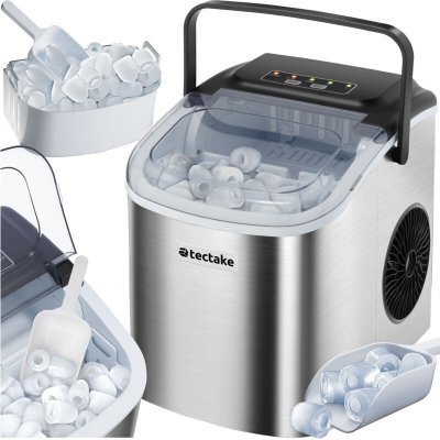 TECTAKE Machine &agrave; gla&ccedil;ons capacit&eacute; de 1,2 L avec 2 tailles de gla&ccedil;ons argent