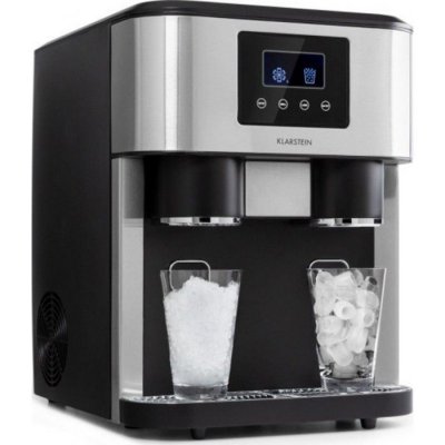 KLARSTEIN Machine &agrave; gla&ccedil;ons & glace pil&eacute;e - 18kg /24h - 2 tailles de cube - Argent
