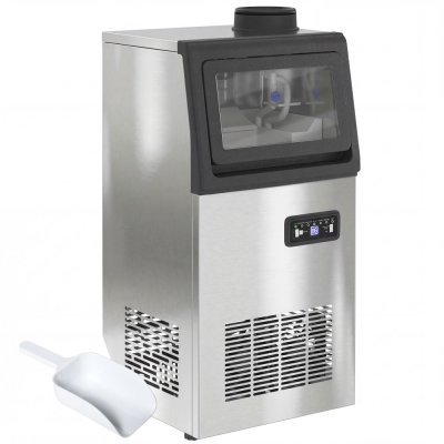 HOMCOM Machine &agrave; gla&ccedil;ons pro 36Kg/24H timer nettoyage auto acier inox