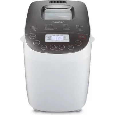 MEDION Machine &agrave; Pain -  - 50076798 - 950 W - 19 programmes - Hublot - Blanc 