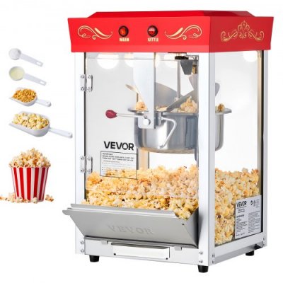 VEVOR Machine &agrave; Pop Corn de Comptoir 800W Grand Bol en Inox 0,2kg 48 Tasses Par Lot