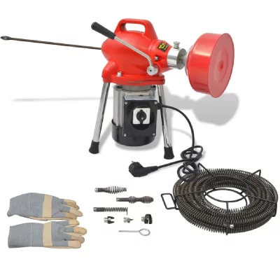 VIDAXL Machine de nettoyage tuyaux 250W 12,5 m x 16 mm 4,5 m x 9,5 mm 