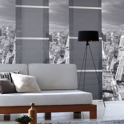 MADECOSTORE Panneau Japonais Voile Barre Alu - Gris - L45 x H260cm
