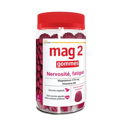 MAG 2  Nervosit&eacute; Fatigue Ar&ocirc;me Framboise 45 Gommes