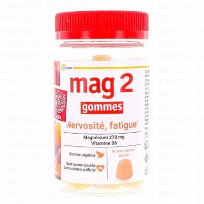 MAG2 Mag 2 Nervosit&eacute; Fatigue Ar&ocirc;me P&ecirc;che 45 Gommes