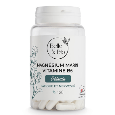 BELLE & BIO Magn&eacute;sium Marin Et Vitamine B6 120 G&eacute;lules - Stress Et Fatigue