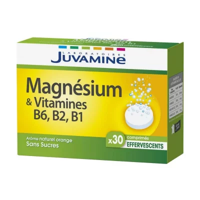 JUVAMINE Magnesium & Vitamines B6 B2 B1 30 Comprimes Effervescents 