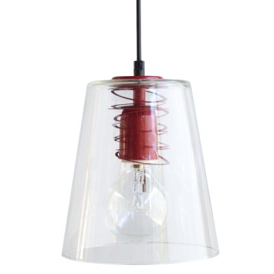 TOSEL Maison suspension verre acier 18x18x90 cm rouge