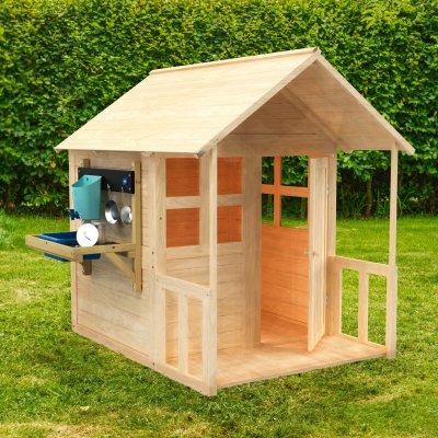 TP TOYS Maisonnette avec plancher, v&eacute;randa et cuisine en bois marron fsc&reg;