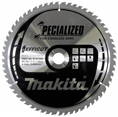 MAKITA  B-67256 B-67256-Disco TCT 305x60t Madera efficut, Noir, Size