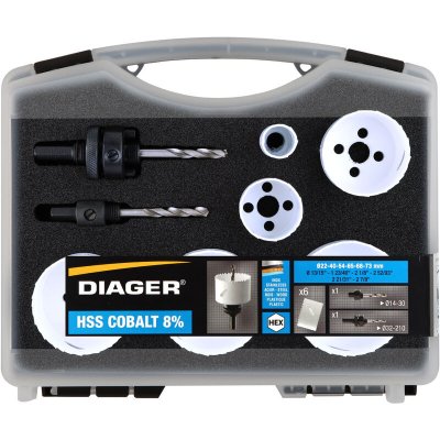 DIAGER Mallette scie cloche PRO 8 pcs Sp&eacute;cial Electricien II