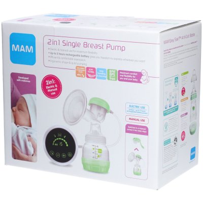 MAM  2-in-1 Single Breast Pump (Electric and Manual Use), Green