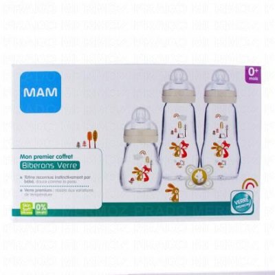 MAM  Coffret 3 Biberons + Sucette Silicone 0-6 mois