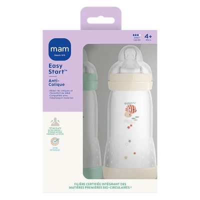 MAM  Easy Start Classique Biberon 3 Menthe Coton 320ml 2uts