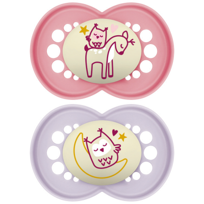 MAM  Sucette Original Nuit - 6+ Mois - Silicone - X2 - Bo&icirc;te 2 sucettes