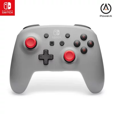 POWERA Manette sans fil &agrave; piles  Retro Grey with Motion pour Nintendo Switch Gris Rouge et Noir 