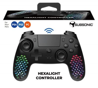 SUBSONIC Manette sans fil hexalight extra l&eacute;g&eacute;re &agrave; LED pour PS4 PS3 et PC