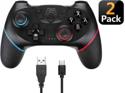 QUMOX Manette sans Fil pour Switch - Nintendo - Double Vibration Turbo Gyroscope - Noir