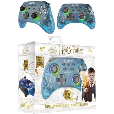 FREAKS AND GEEKS Manette SWITCH SANS FIL RGB Bluetooth Translucide &ndash; Patronus pour Nintendo SWITCH HARRY POTTER