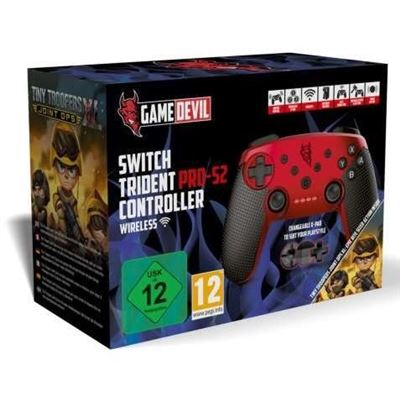 GAMEDEVIL Manette Switch sans fil Trident PRO-S2 rouge + le jeu Tiny Trooper