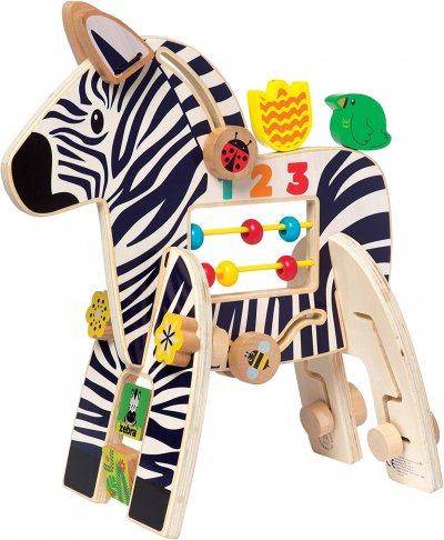 MANHATTAN TOY  Safari Zebra Jouet d'activit&eacute; en bois pour tout-petits