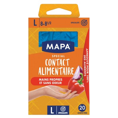 MAPA  Boite de 20 Gants Fins Contact alimentaire - Taille L-8/8.5