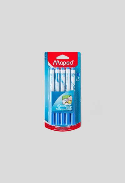 MAPED  5 feutres effacables a sec - bleues - avec chiffonnette 741815
